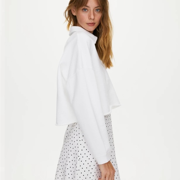 NWOT Aritzia Sunday Best Cropped Fleece Polo in White - Picture 6 of 6